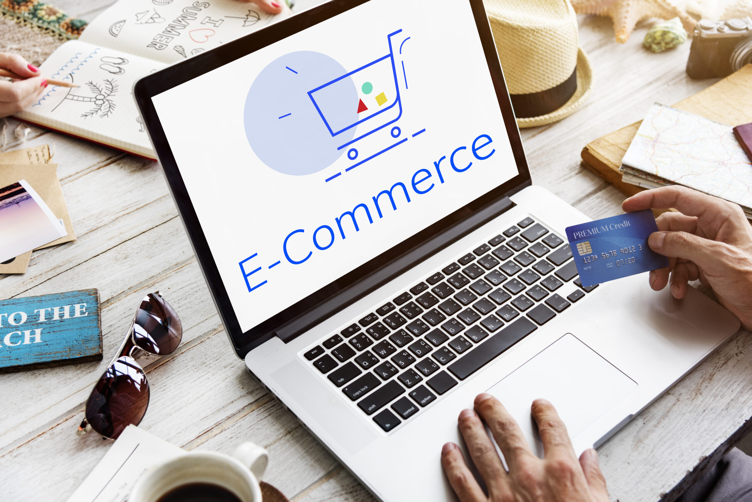 Showing cart trolley shopping online sign graphic