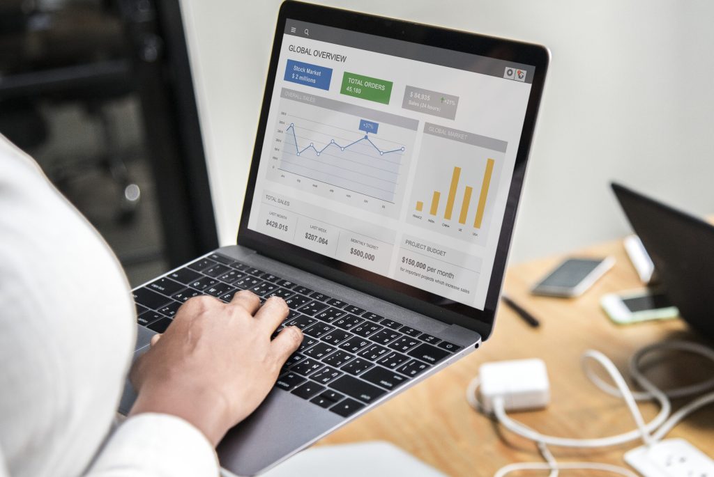 Businesswoman working on a laptop